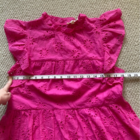 Entro Hot Pink Perforated Frilled Short Sleeve Blouse Size Small 100% Cotton EUC - Picture 10 of 14